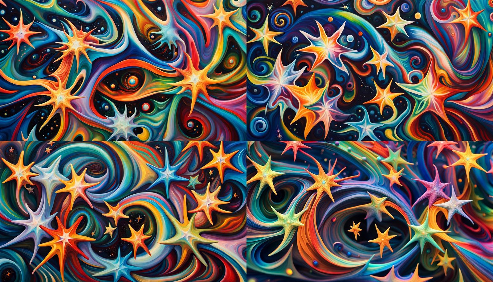 Iridescent Star Cluster Formation in Abstract Expressionism