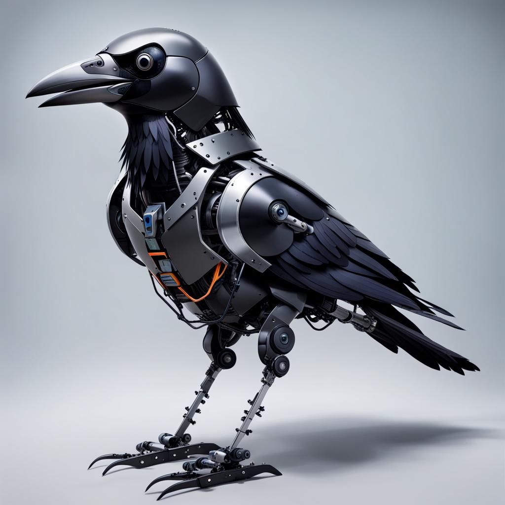 Futuristic Robotic Crow Illustration