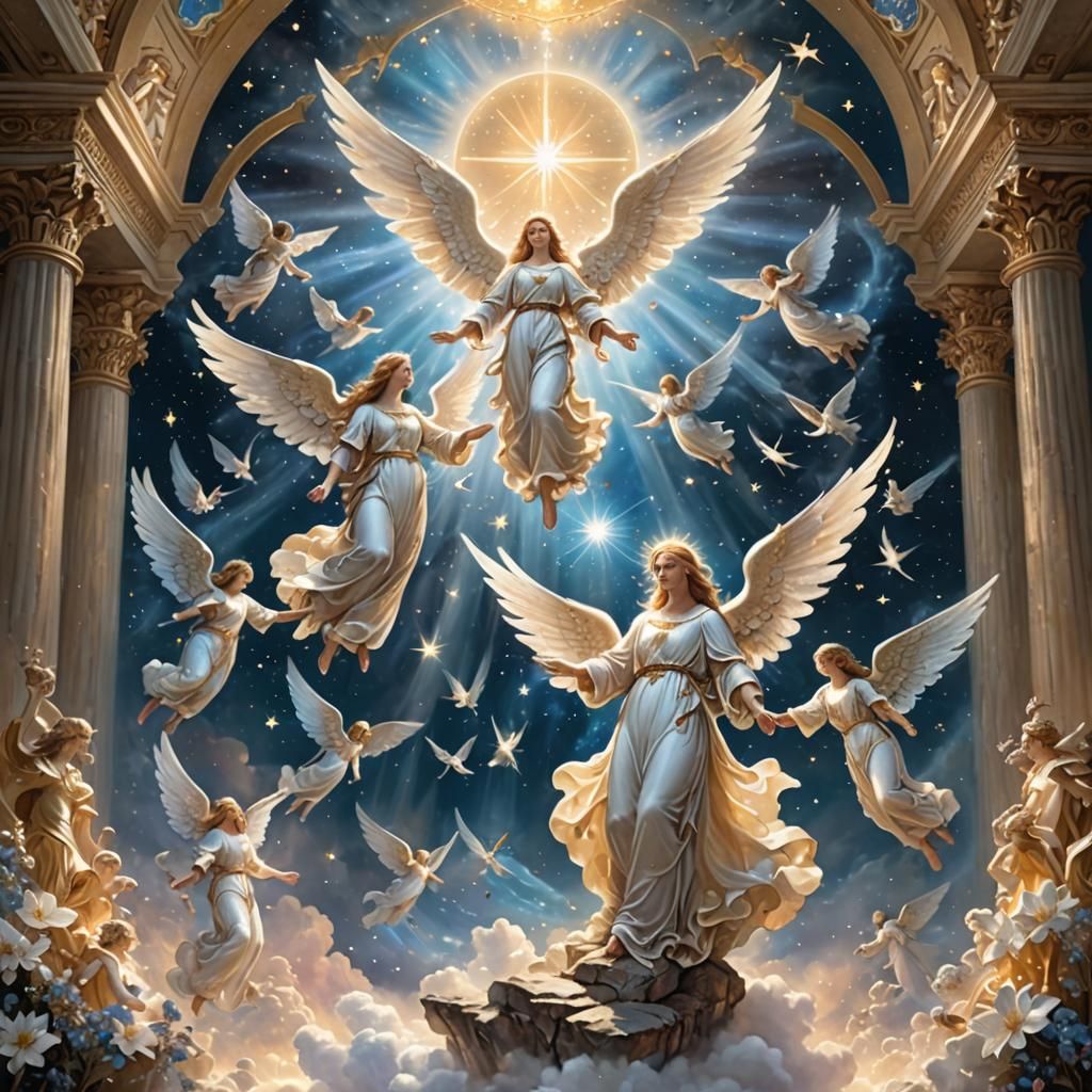 Ethereal Realm: Celestial Angels in Dreamscape