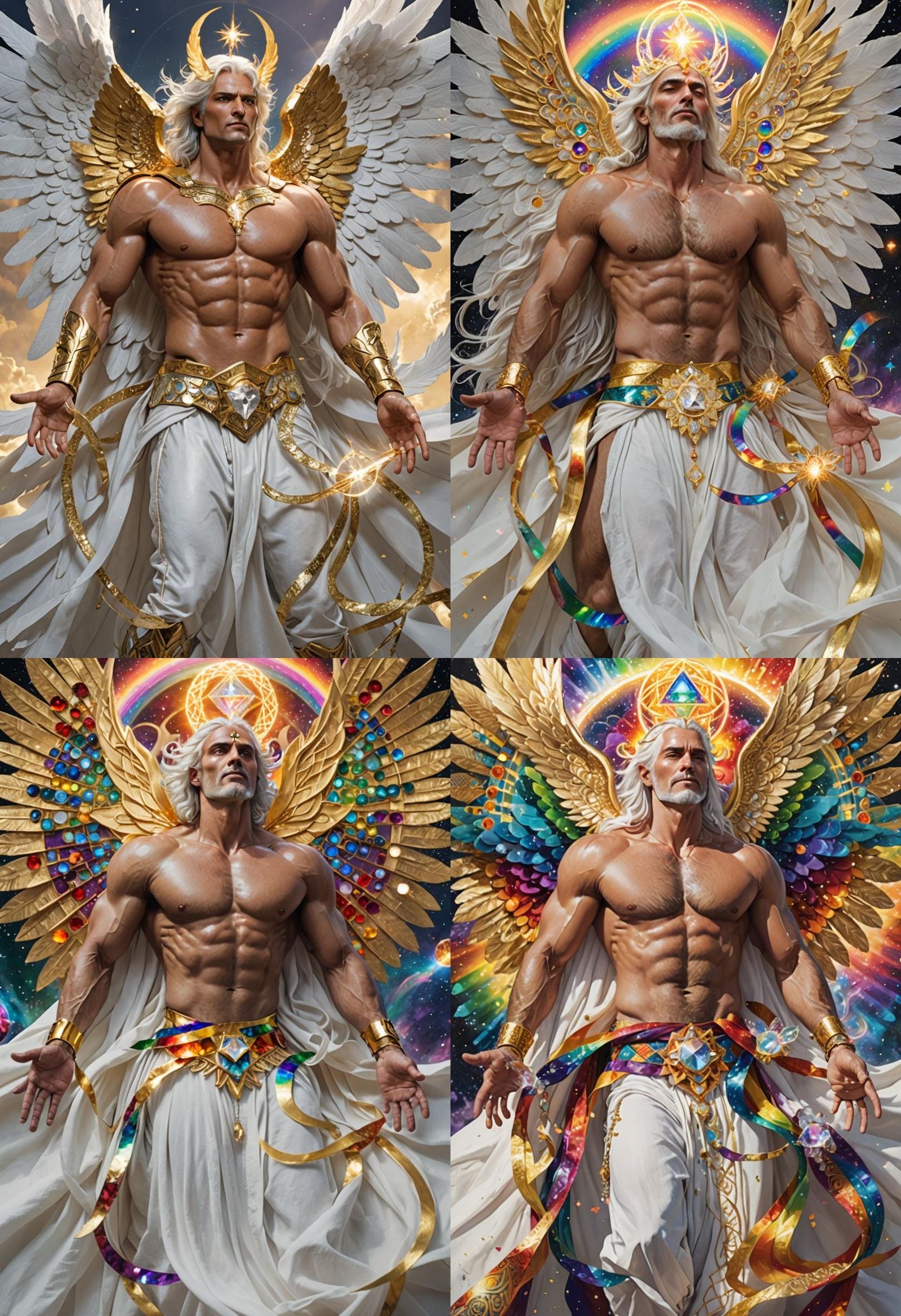 Archangel Metatron Portrait with Rainbow Sacred Geometry