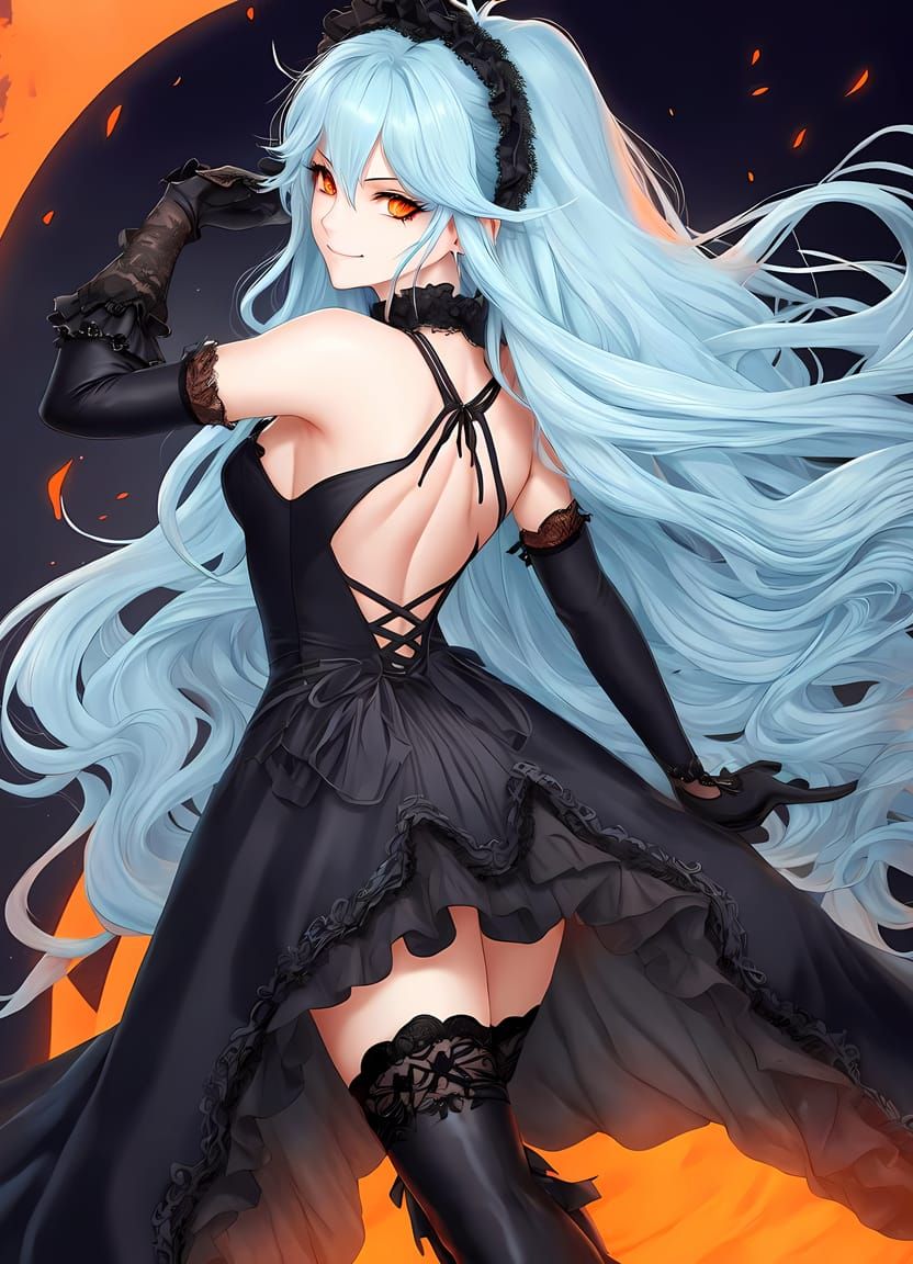 Gothic Woman in Dress: AI Generated Art