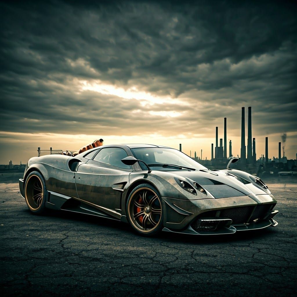 Steampunk Pagani Barracuda Concept Car in Film Noir Style