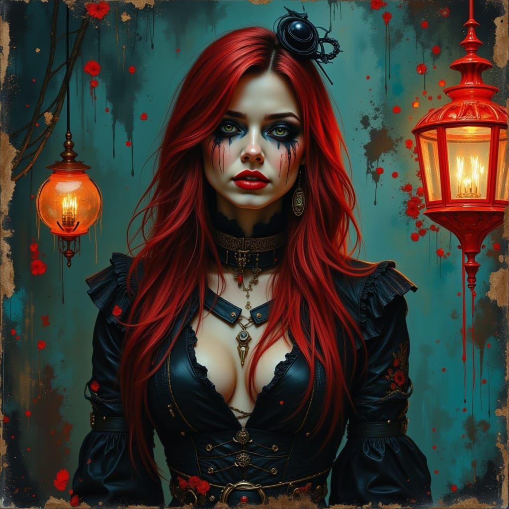 Gypsy Fortune Teller in Cyberpunk Neon Style