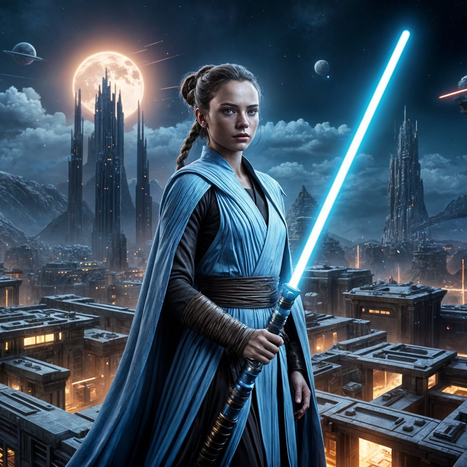 human thin but muscular female jedi like padme