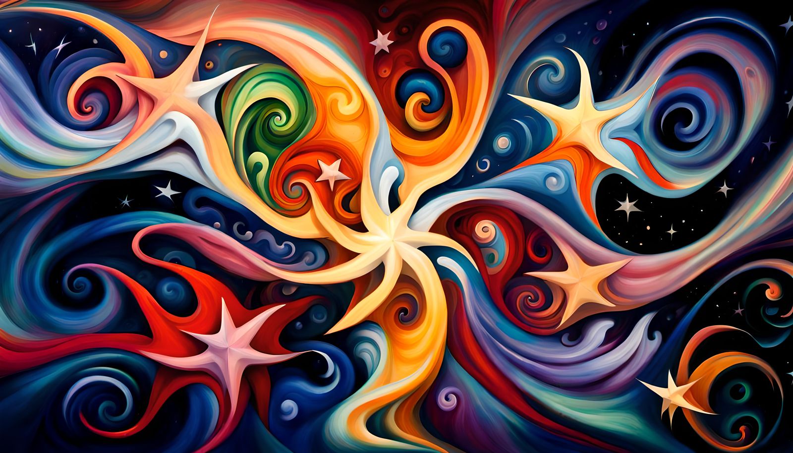 Cosmic Star Dance: An Impasto Oil Painting