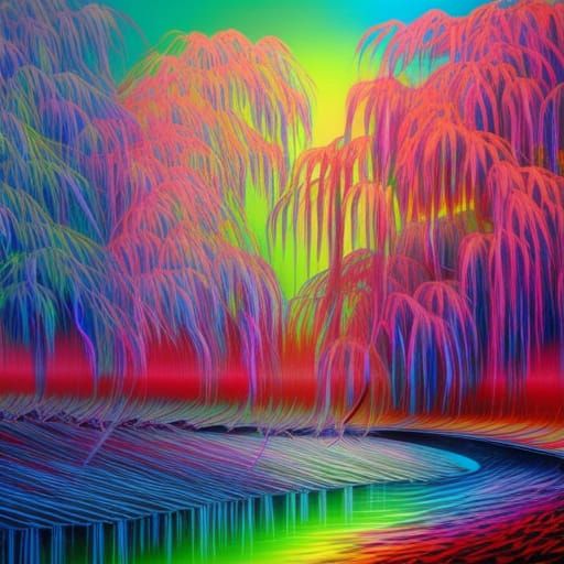 Graffiti Weeping Willow Tree in Splash Art Style