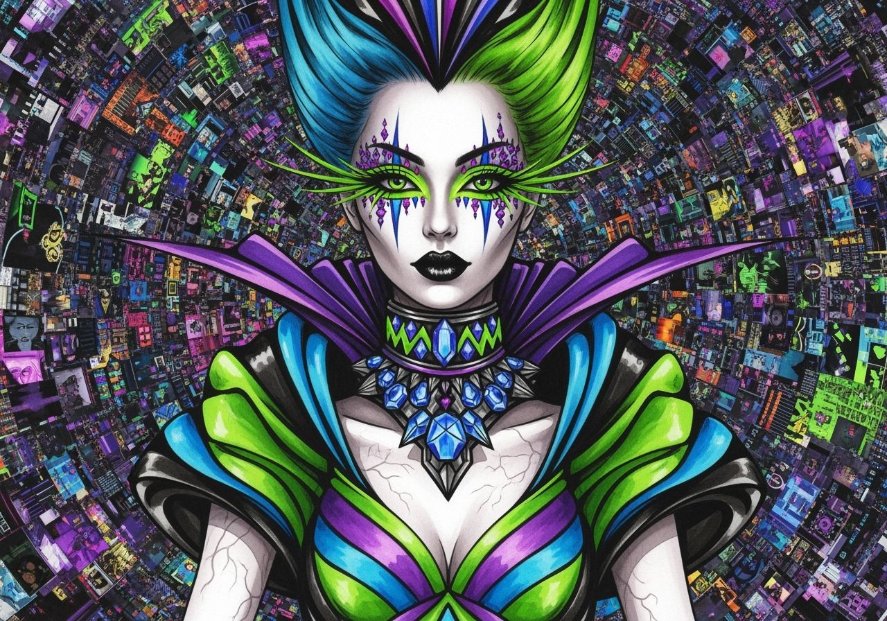 Gothic Princess in Neon Futuristic Style