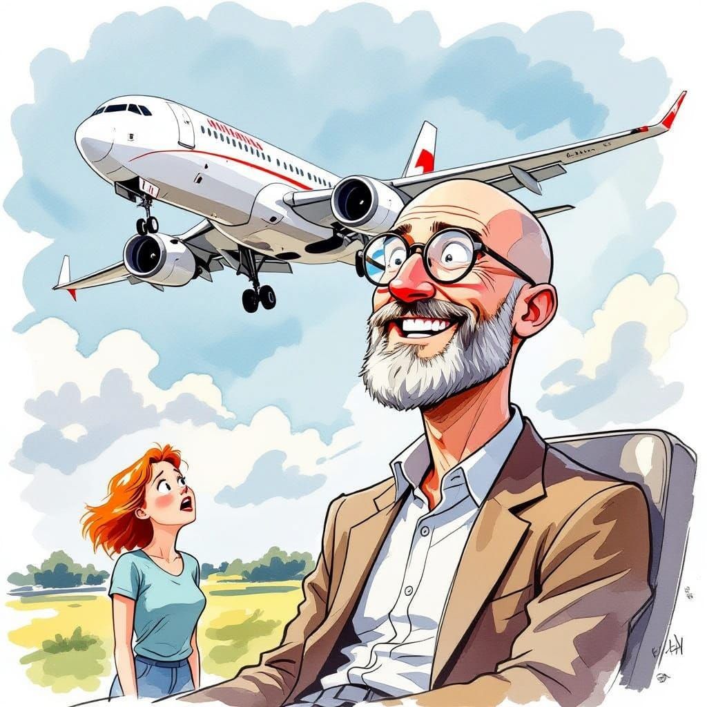 Turbulent Joy in a Whimsical Watercolor Style