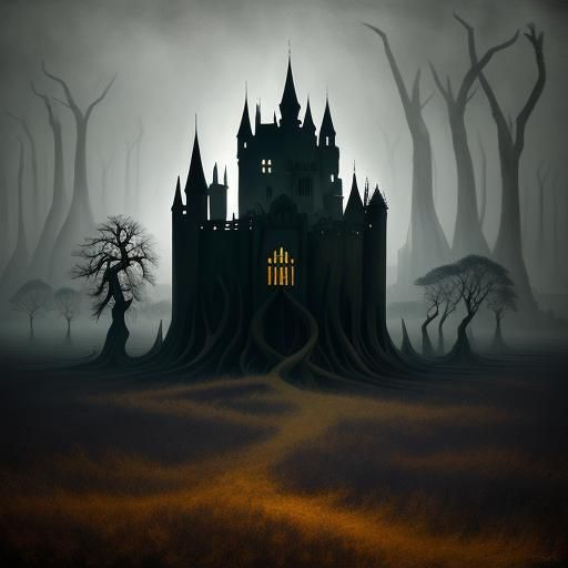 Surrealist Landscape in Abstract Expressionist Style