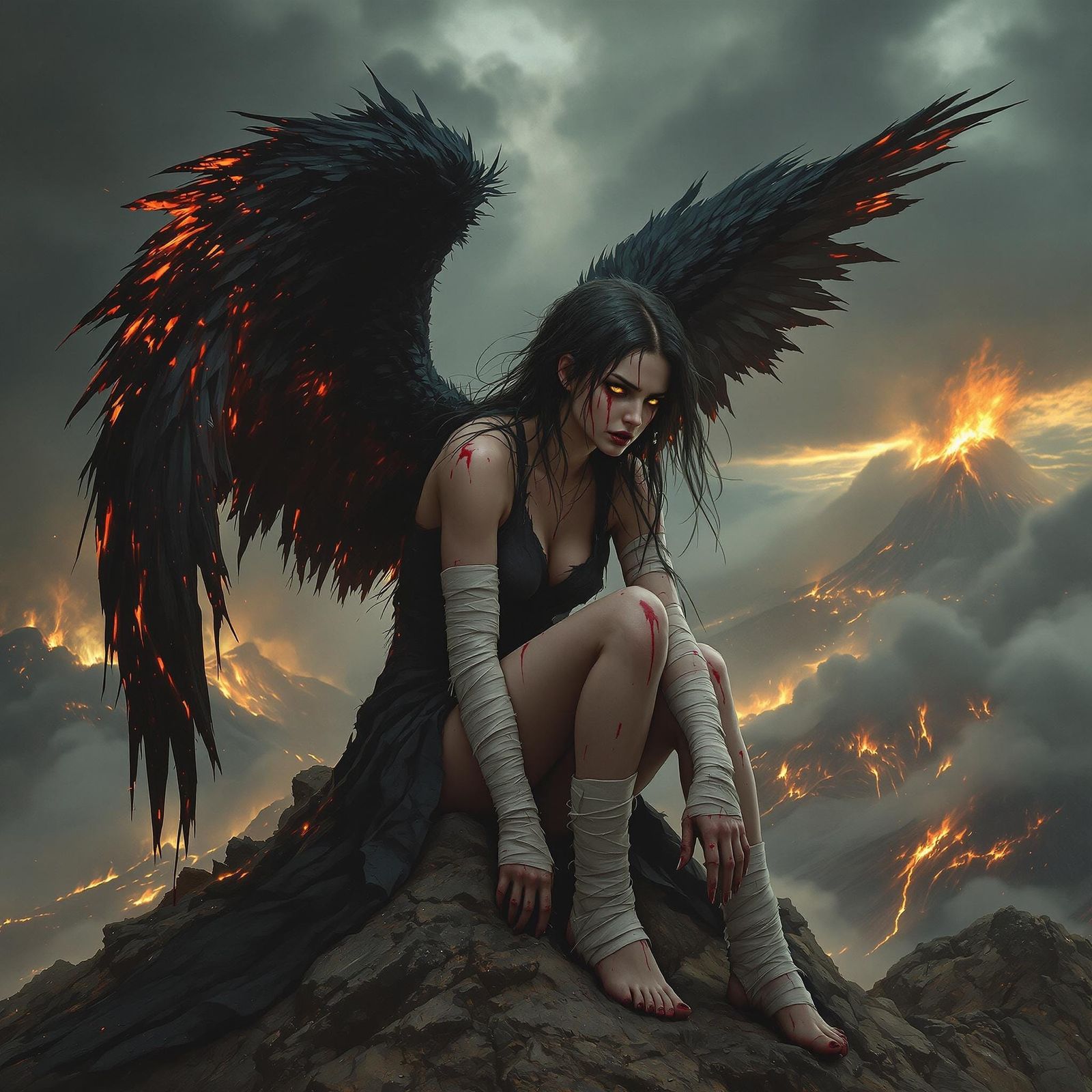 Fallen Angel Contemplates Fate on a Haunting Apocalyptic Pea...