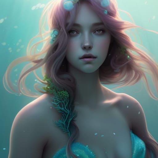 Aquamarine Mermaid Princess: Hyperdetailed Oceanic Portrait