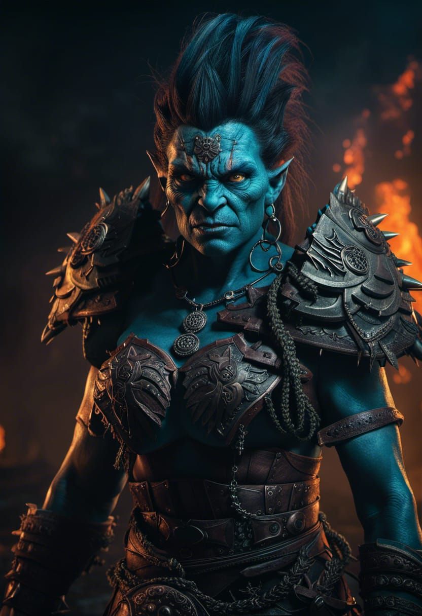 Fantasy Warlock Troll Woman Portrait in Digital 3D