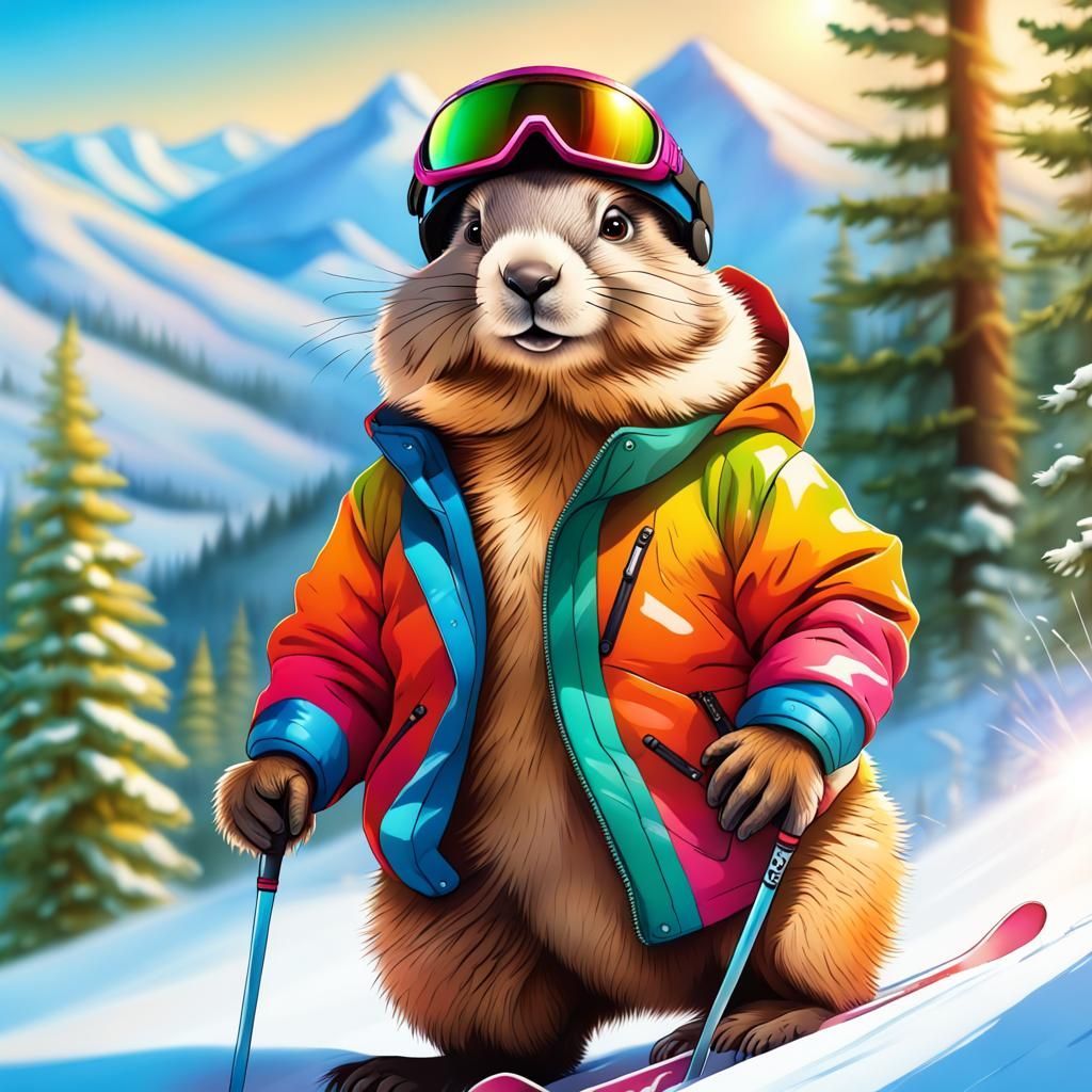 Marmot's Mountain Adventure: Airbrush Art in Winter