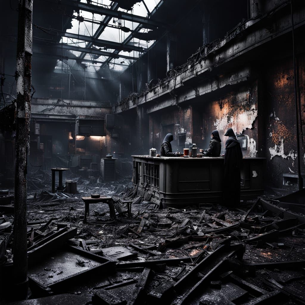 Dark Surrealist Photo of Goth Model and Fembot