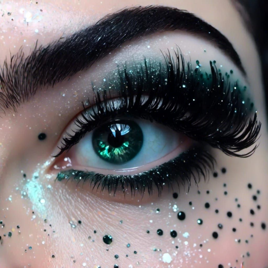 Emotional Portrait with Black Hair and Tear Streaks