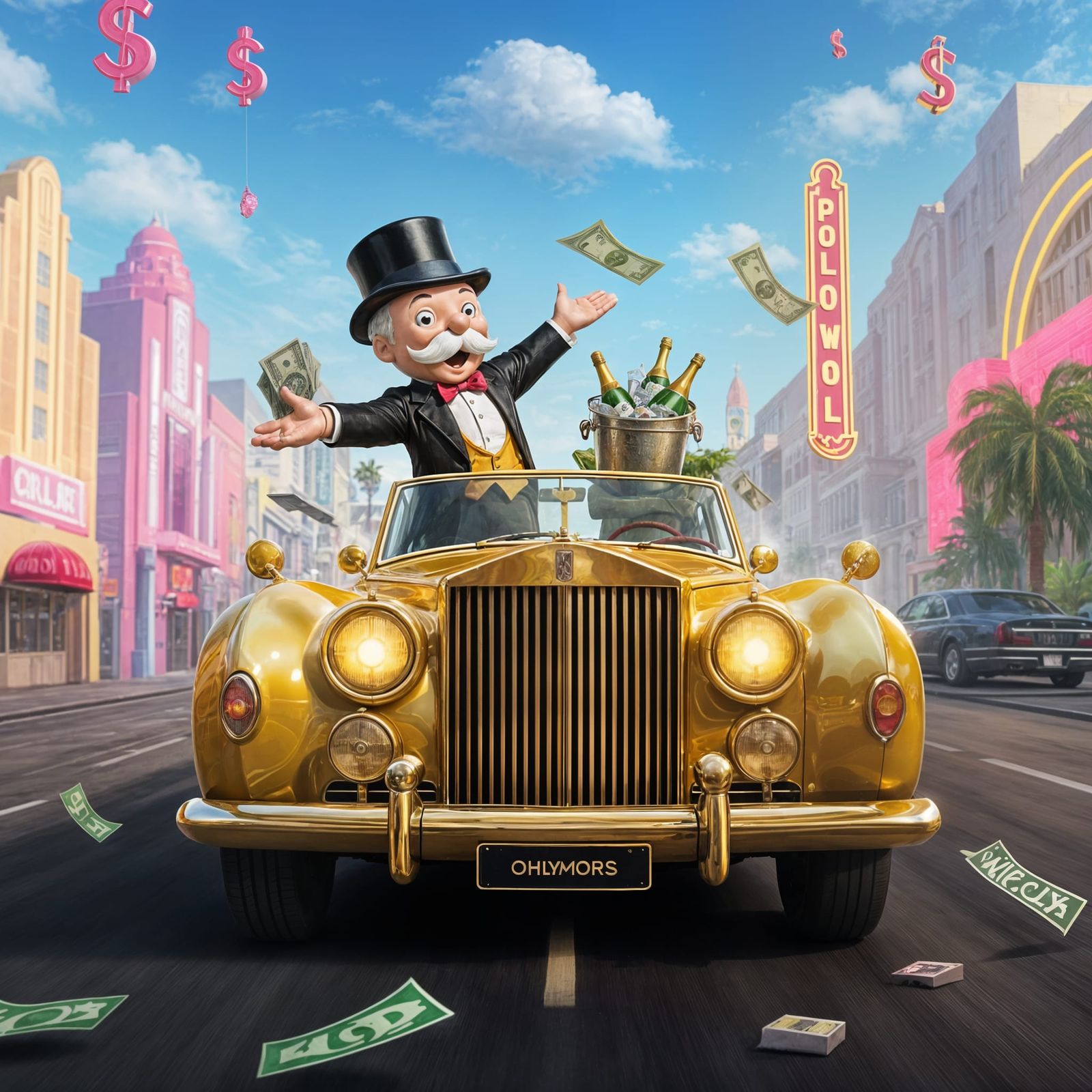 Luxurious Mr. Monopoly Cruises Hollywood in Style