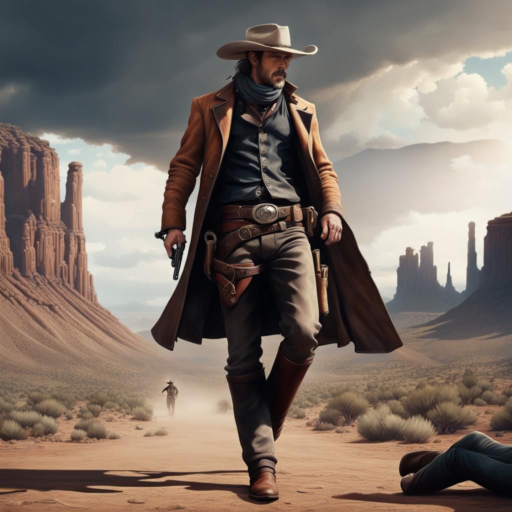 Wild West Duel: Cowboy's Perspective in Concept Art