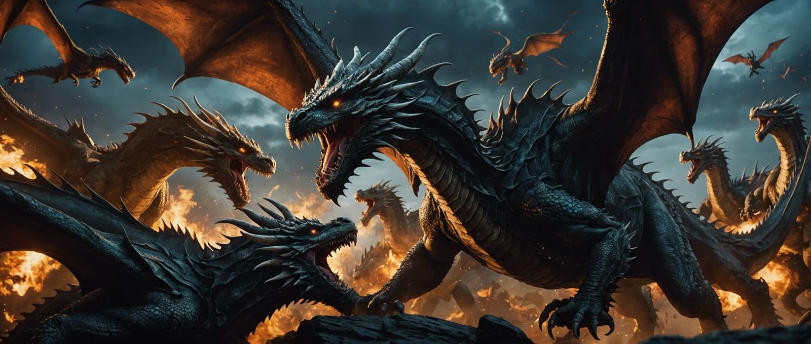 Epic Dragon Battle in the Night Sky