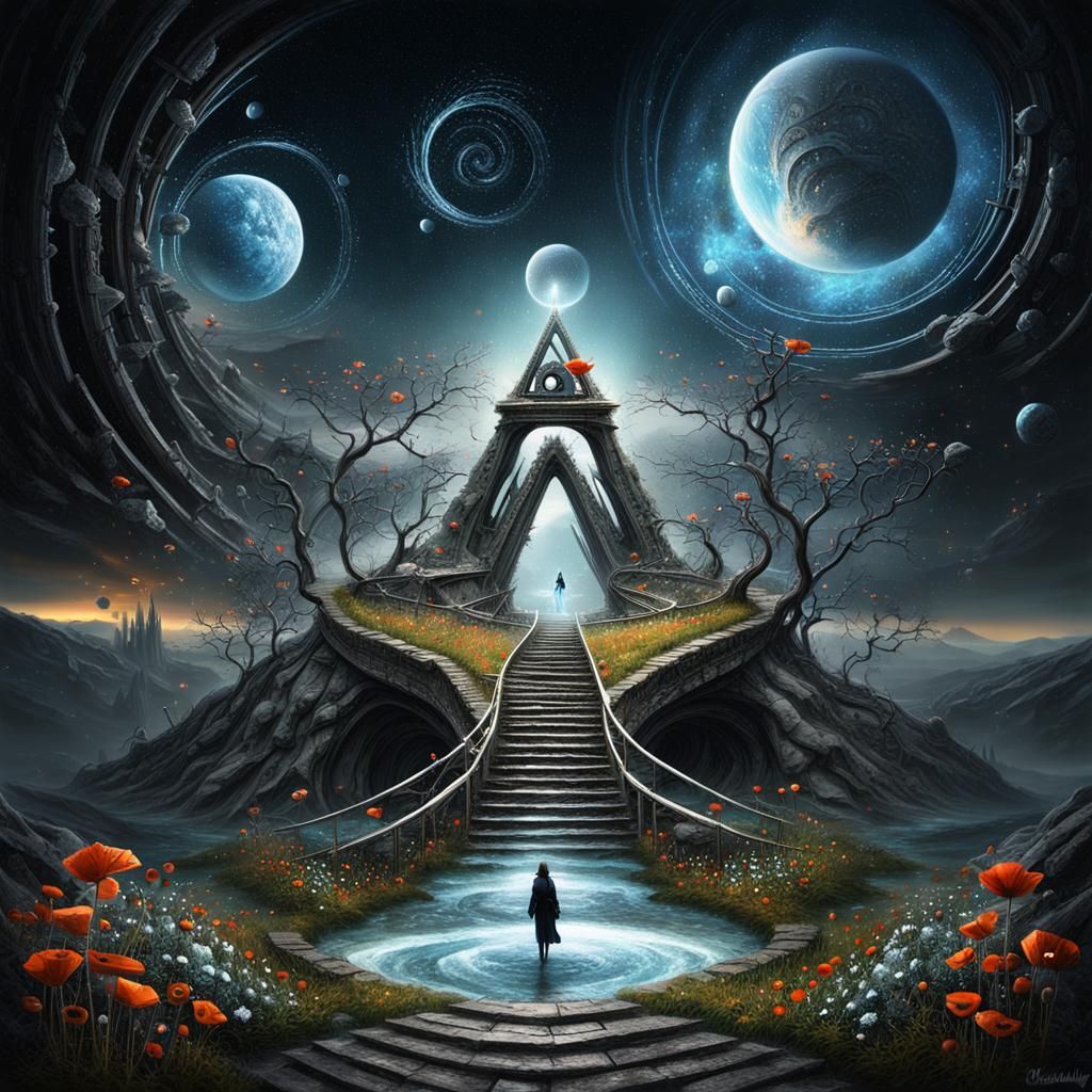 Clockpunk Elven Village with Crystal Portal