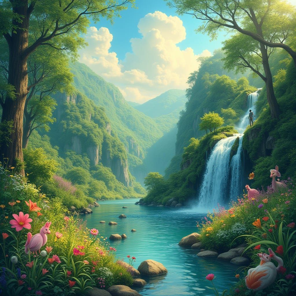 Enchanted Animal Paradise in Vibrant Colors