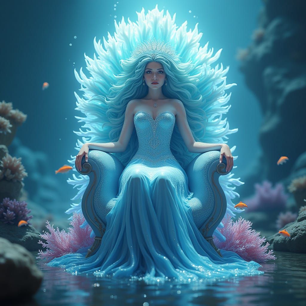 Sea Princess on Glowing Coral Throne