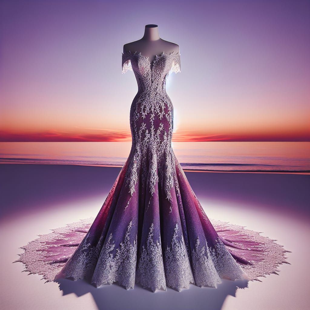 Sunset Hues Lace Mermaid Wedding Dress