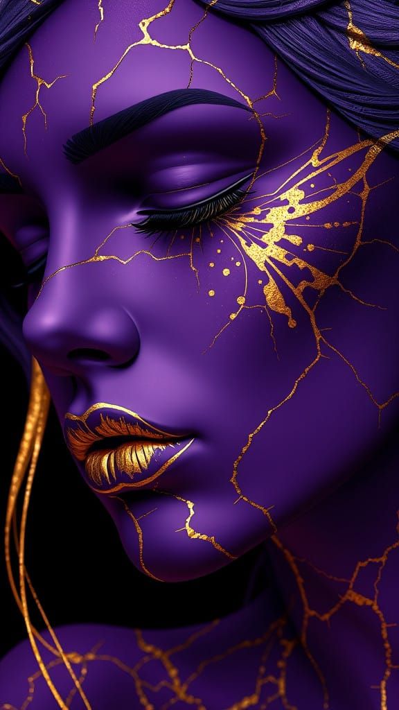 Ethereal Portrait in Purple and Gold