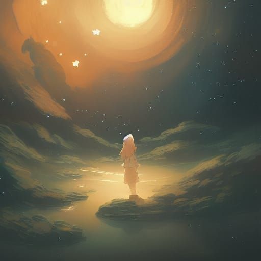 Ghibli Starry Night Digital Painting