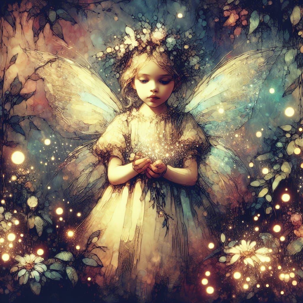 Enchanting Fairy Girl in Whimsical Woodland Illustration