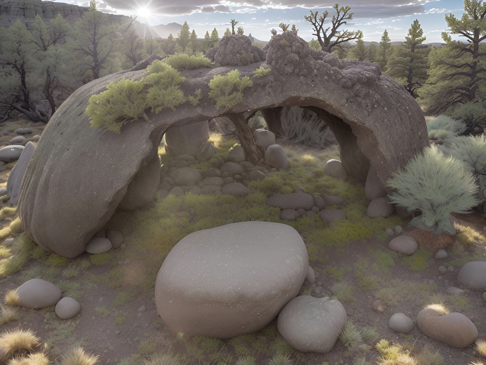 Mossy Dolmen in Oregon Desert: Professional Photography