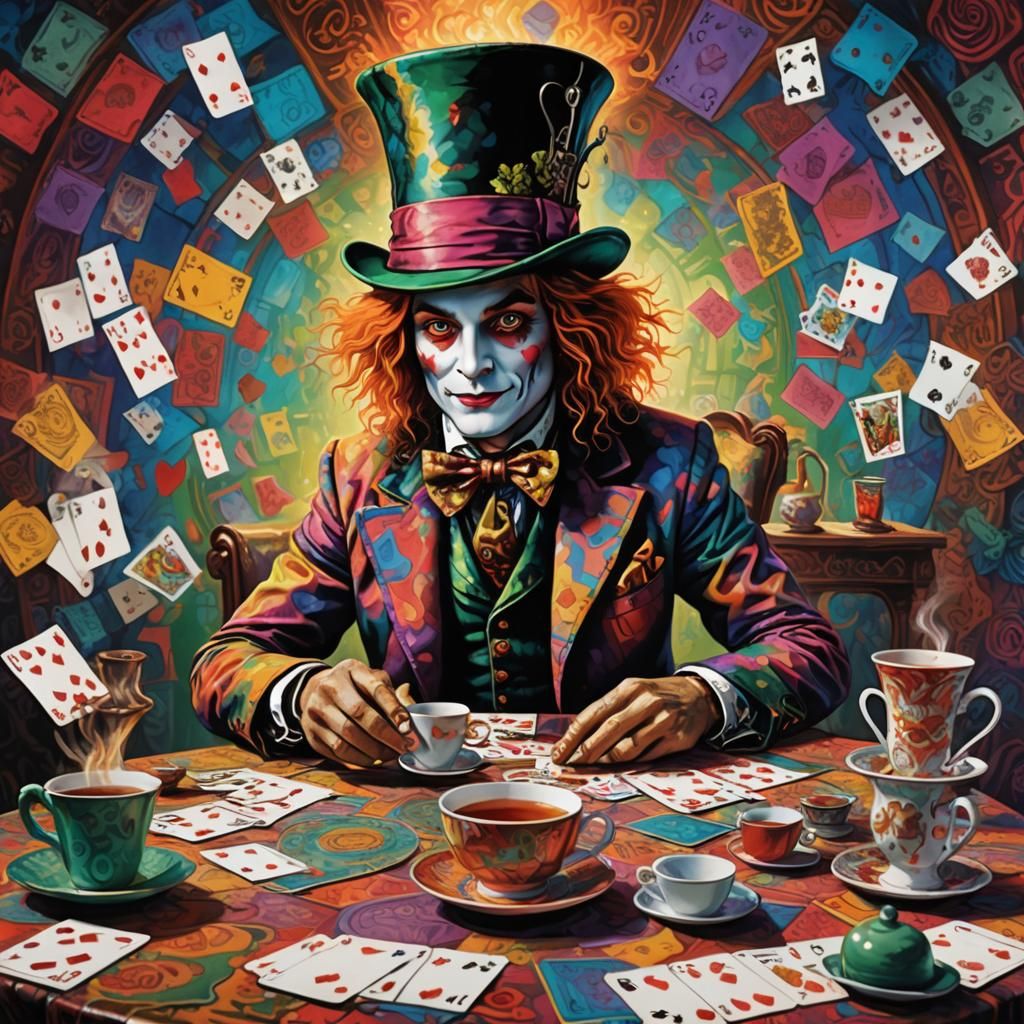 Psychedelic Mad Hatter in Dreamlike Scene
