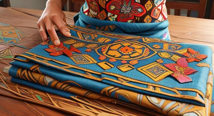 Intricate Madurese Batik Fabric in Indonesian Folk Art Style