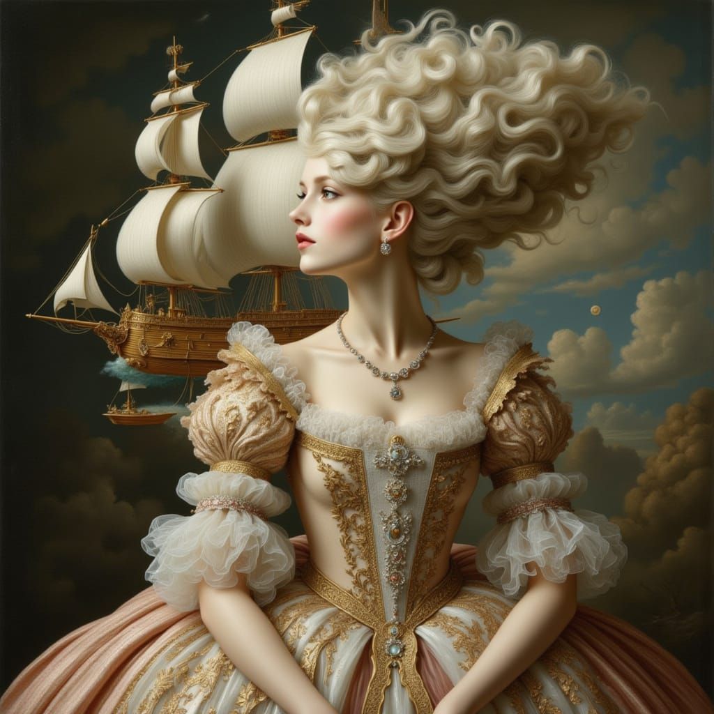 Marie Antoinette as Surreal Ship Portrait