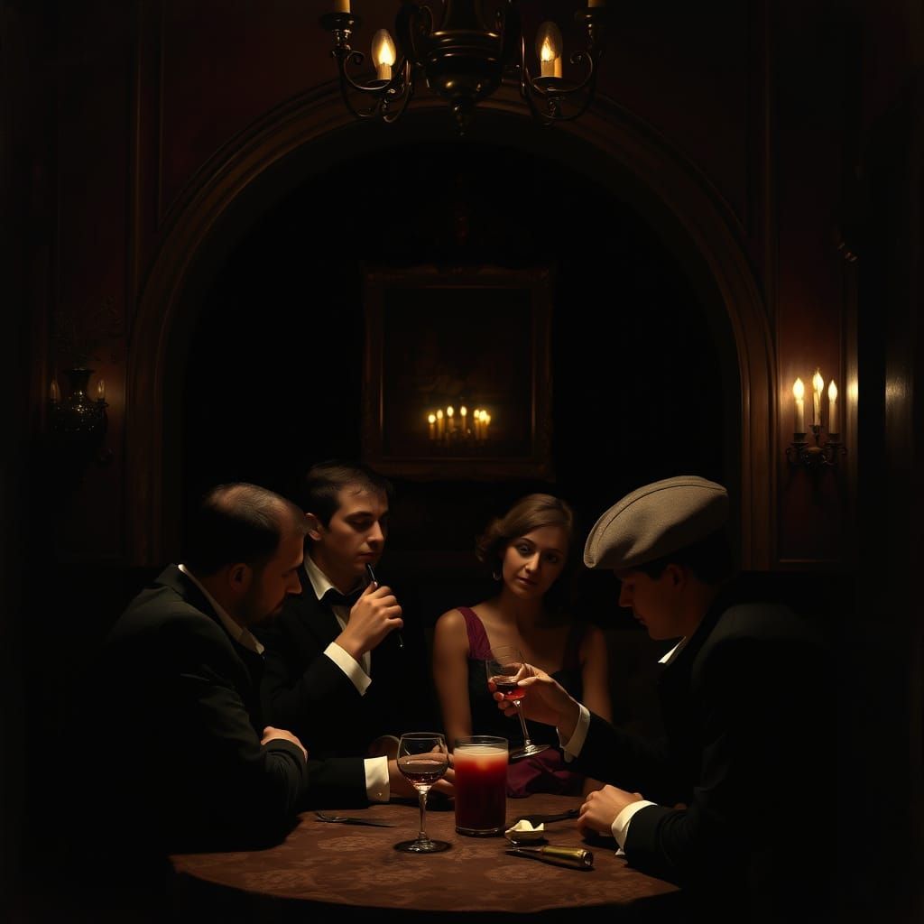 Baroque Chiaroscuro Film Noir Speakeasy Scene
