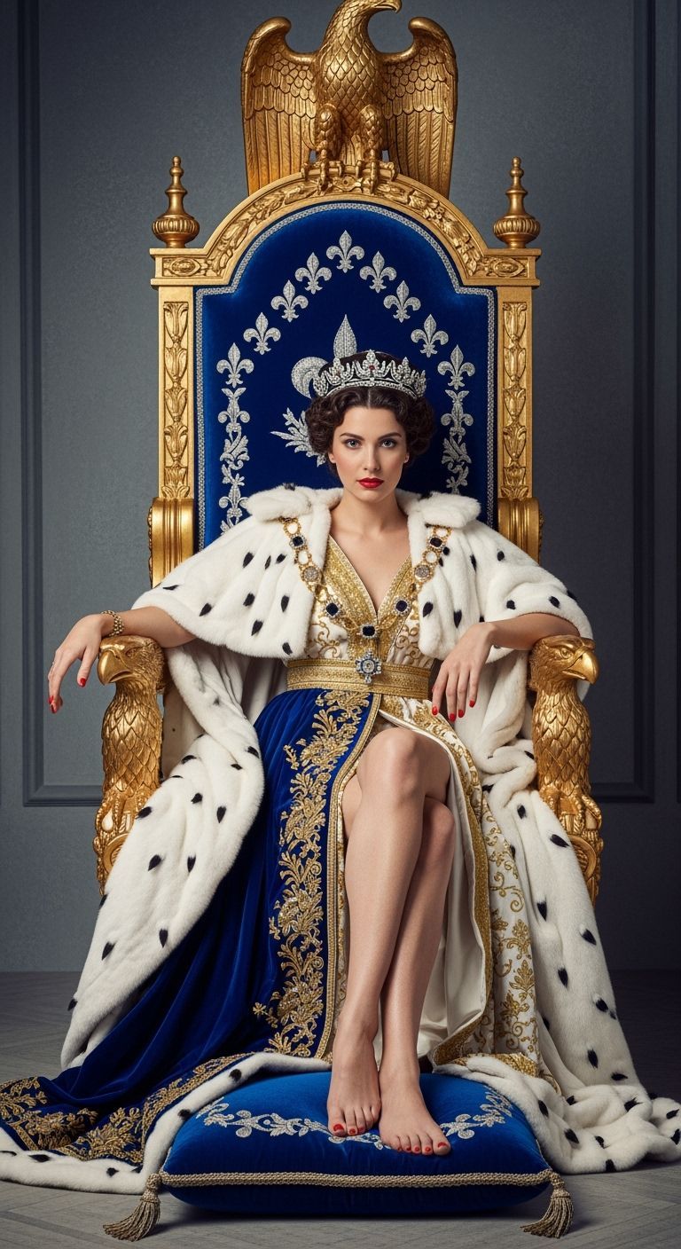 French Empress on Eagle Throne in Lavish Robe