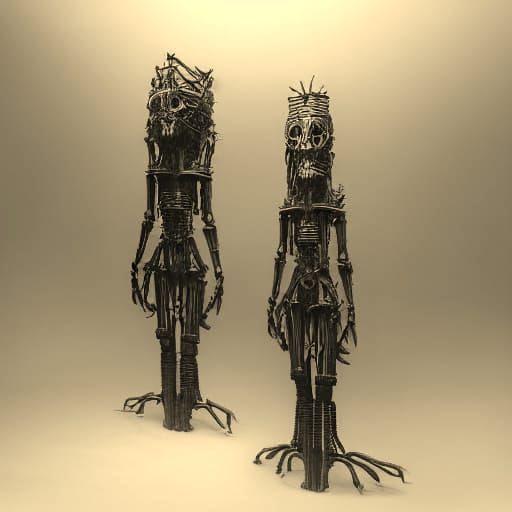 Goth Fashion Model in Industrial Abyss, Biomechanical Creatu...