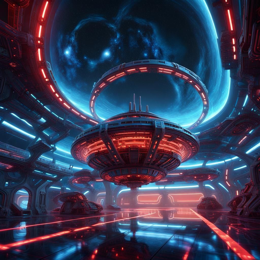 Futuristic Space Station in Biomechanical Style