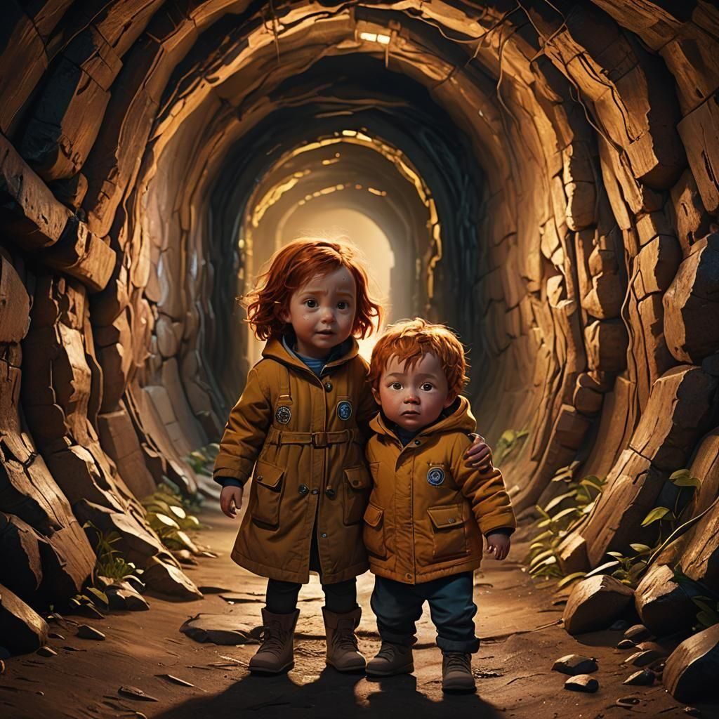 Children's Emotional Embrace in Detailed 3D Render