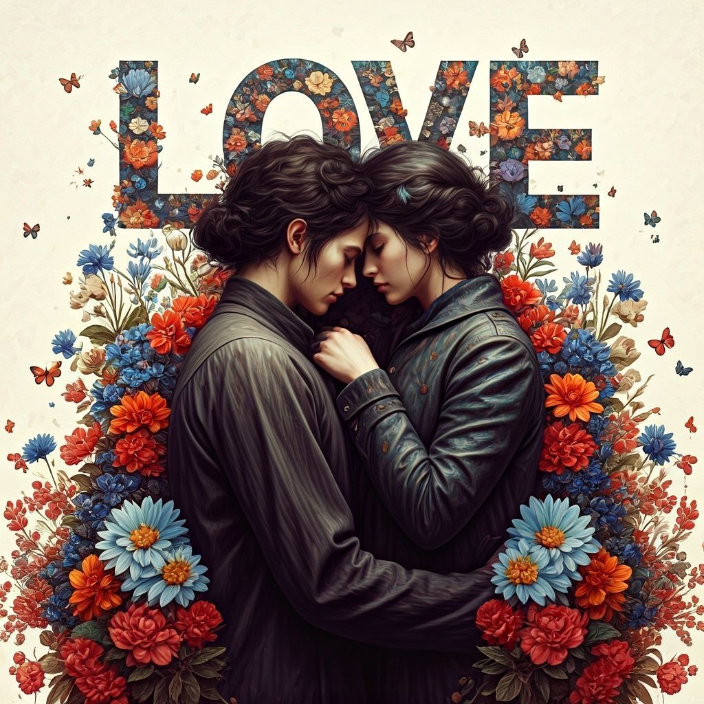 Romantic Embrace in Floral Paradise