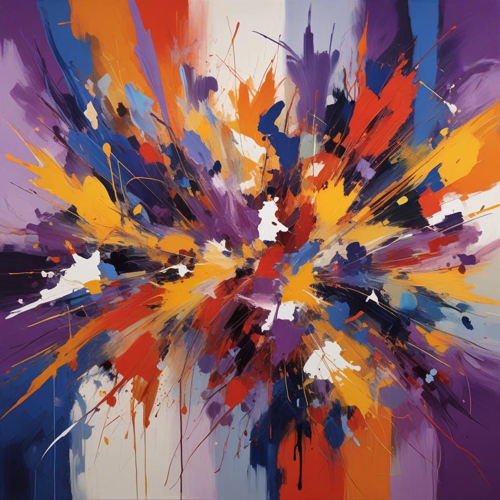 Vibrant Abstract Expressionism Capturing Life's Dynamic Ener...