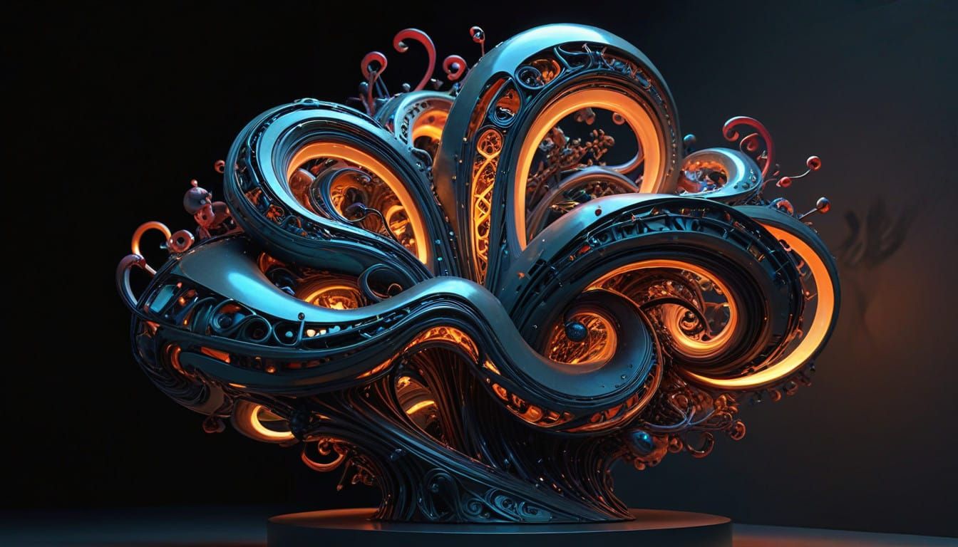 Ethereal Biomorphic Sculpture in Neon Hues