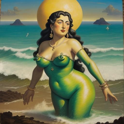 Venus Arising: Surrealist Oil Painting in Marsh Style