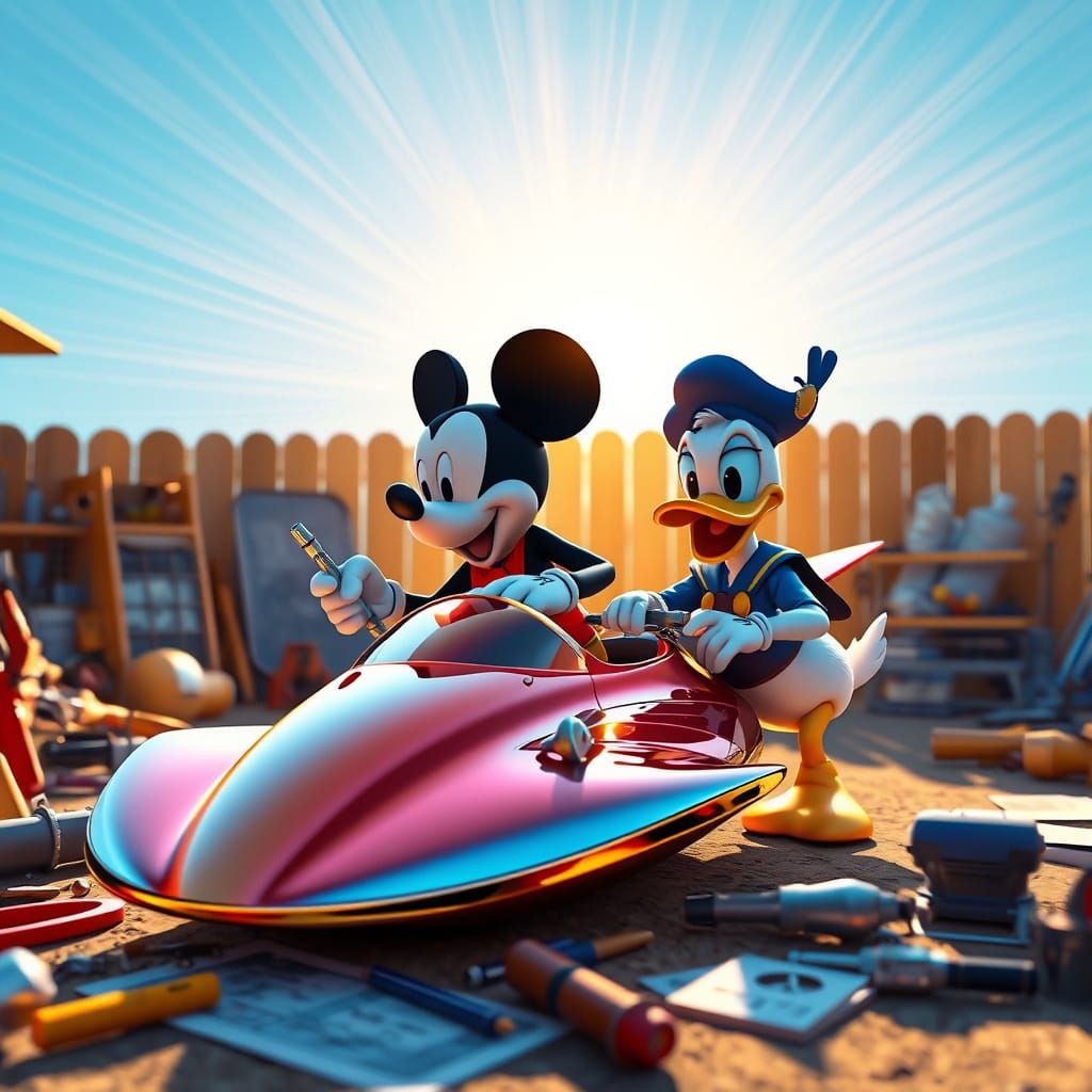 Disney-Inspired Flying Car Concept in Vibrant Colors and Sle...