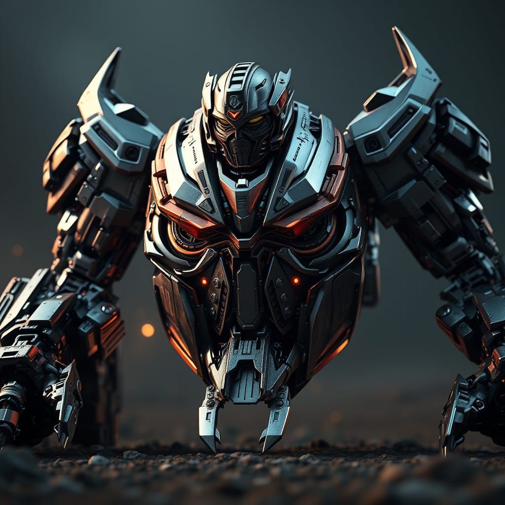 Epic Sci-Fi Mech in Polished Metal, Rendered in 8K Resolutio...