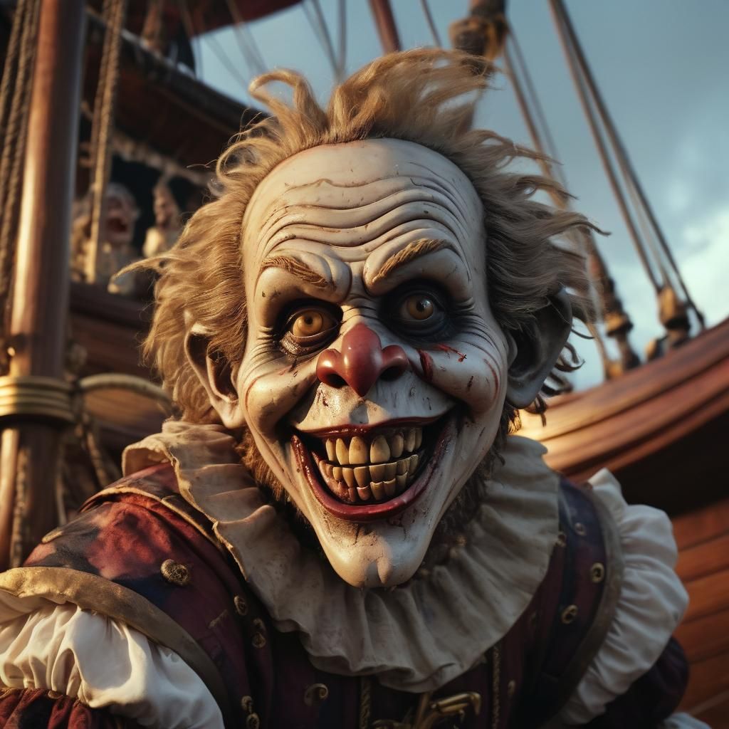 Zombie Monkey Clown as Christopher Columbus in Tim Burton St...