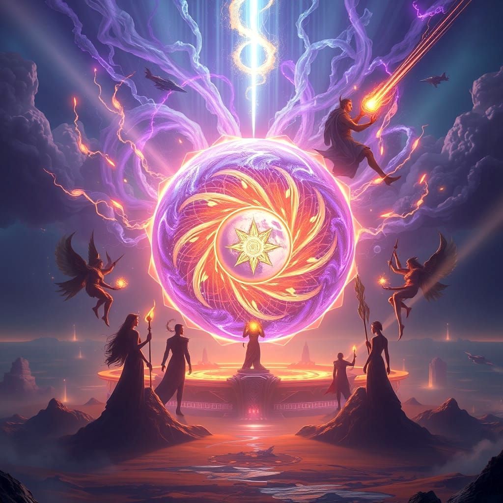 Ethereal Portal Unites Divine and Mortal Forces in Harmony
