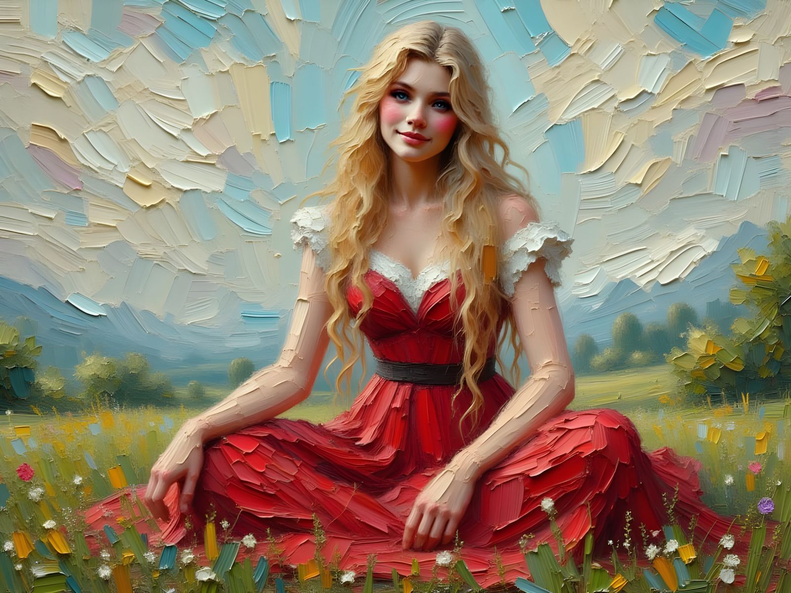 Norse Goddess of Storytelling in Textured Impasto Oil Painti...