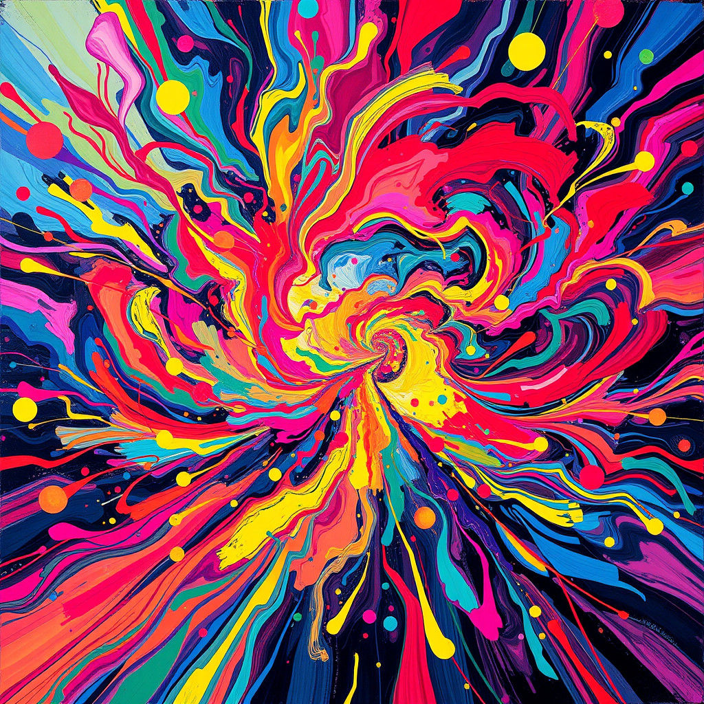 Psychedelic Energy Explosion in Abstract Digital Art