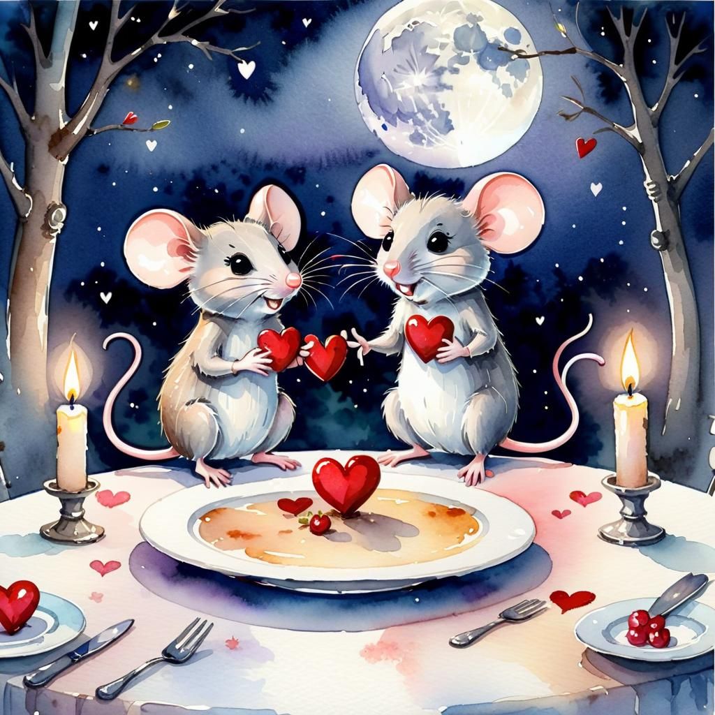 Mice Fall in Love: Valentine's Day Watercolor