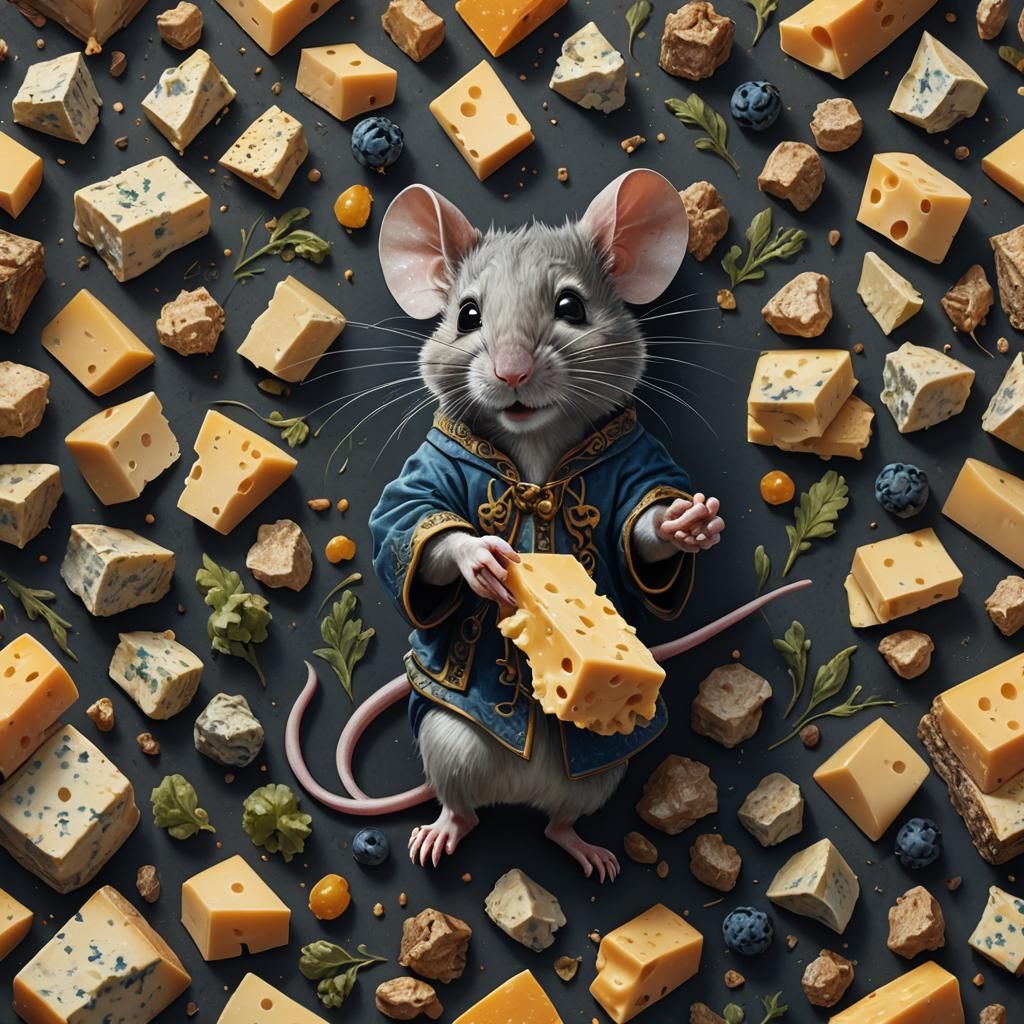 Mouse with Cheese: Detailed Fantasy Concept Art